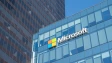 The Microsoft logo on a building