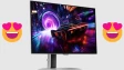 The 32-inch Samsung Odyssey G81SF monitor with heart eye emoji on both sides