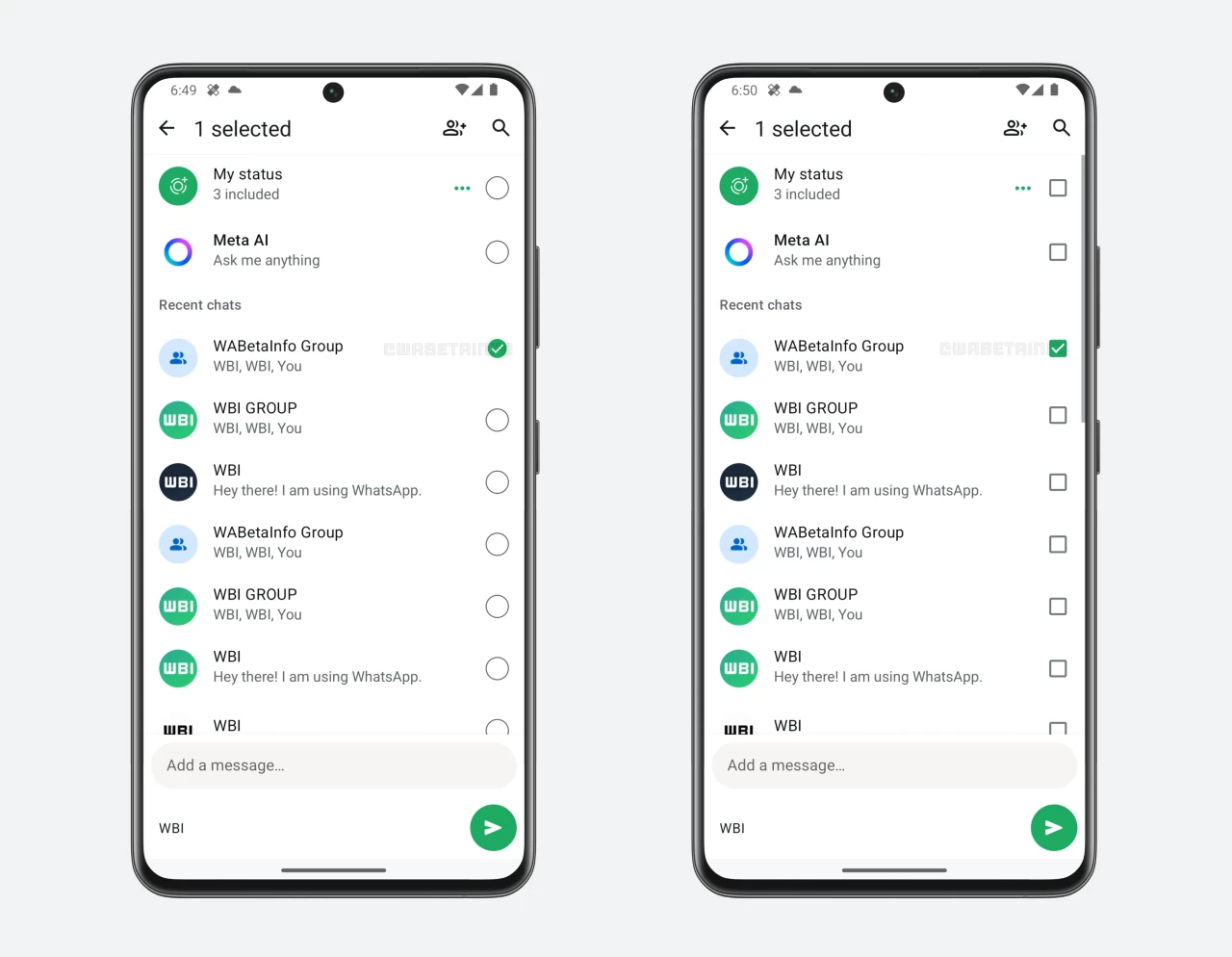 The new forward picker in WhatsApp beta