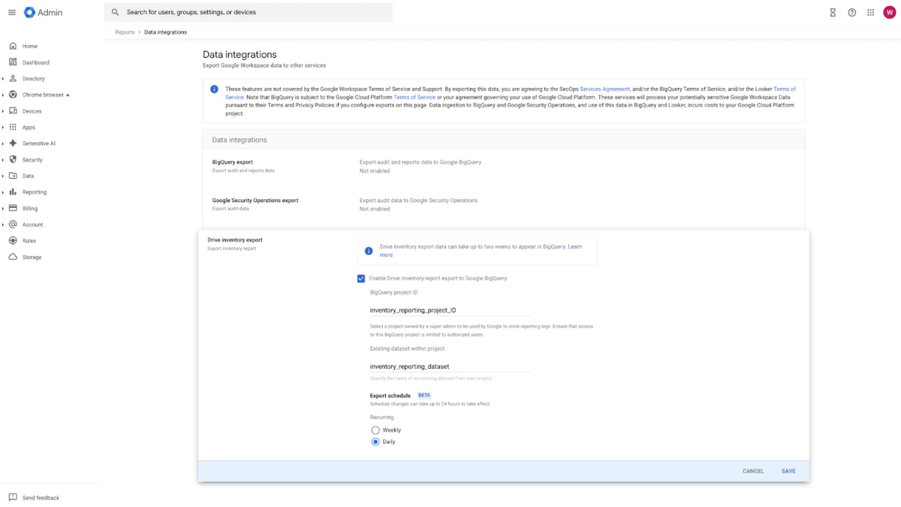 Google Drive inventory
