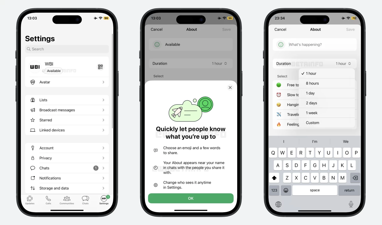 Disappearing statuses on WhatsApp