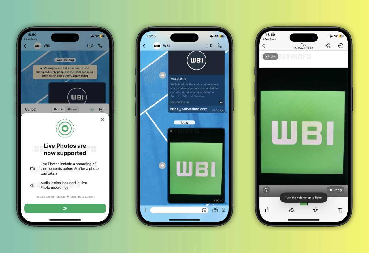 WhatsApp Beta no iOS agora suporta Live Photos com áudio e movimento 1 Live Photos on WhatsApp
