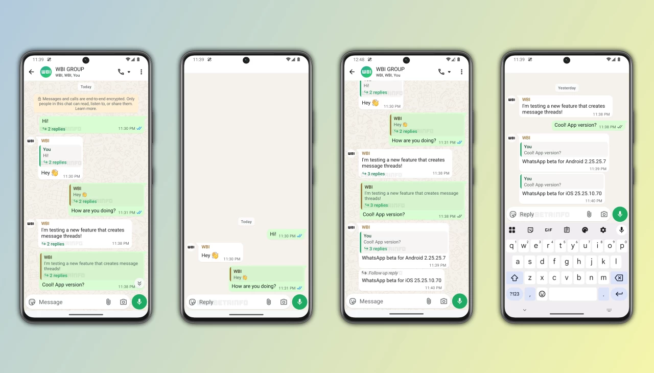 WhatsApp threaded messages