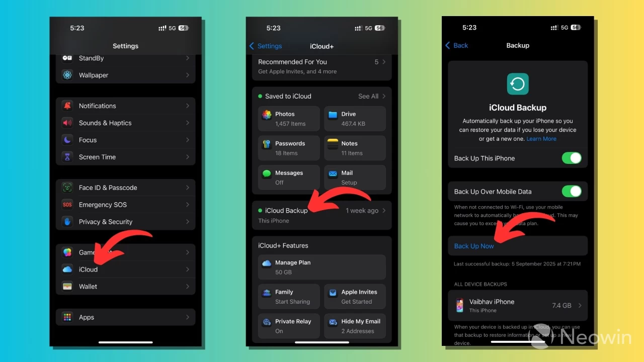 iOS 18 iCloud manual backup