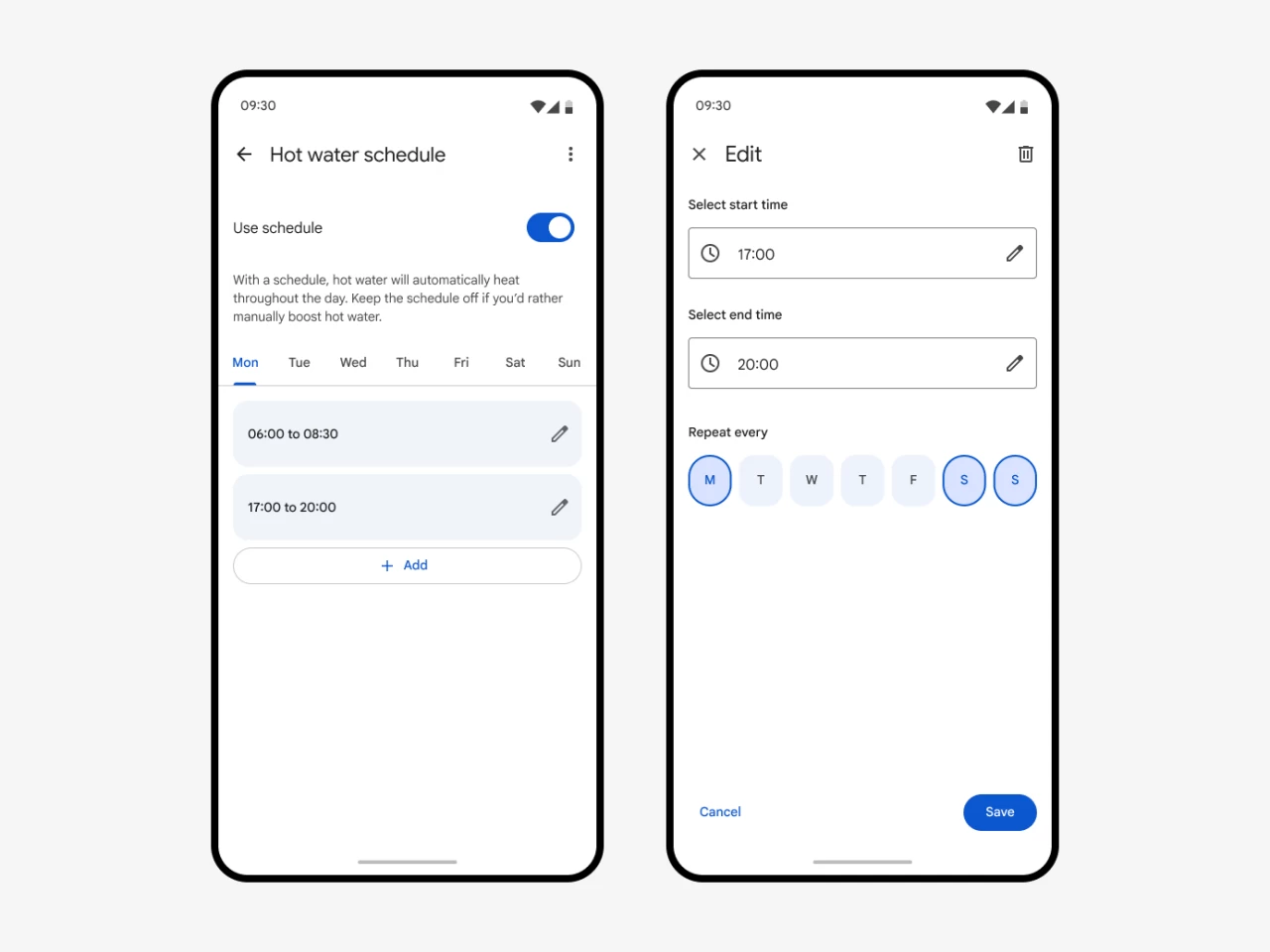 Google Home App hot water support for Nest Thermostats
