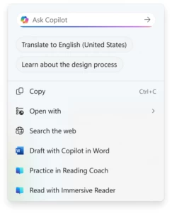 Option to translate to English what's on your screen show in the Click to Do context menu. 