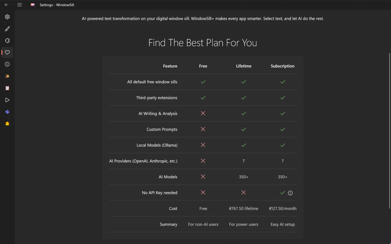 WindowSill App in Windows 11