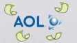 AOL logo on a light background with cash flying around it