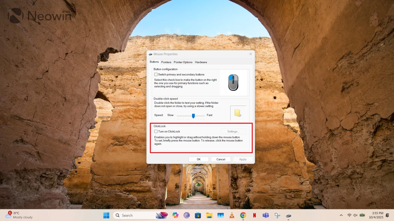 Clicklock feature in Windows 11