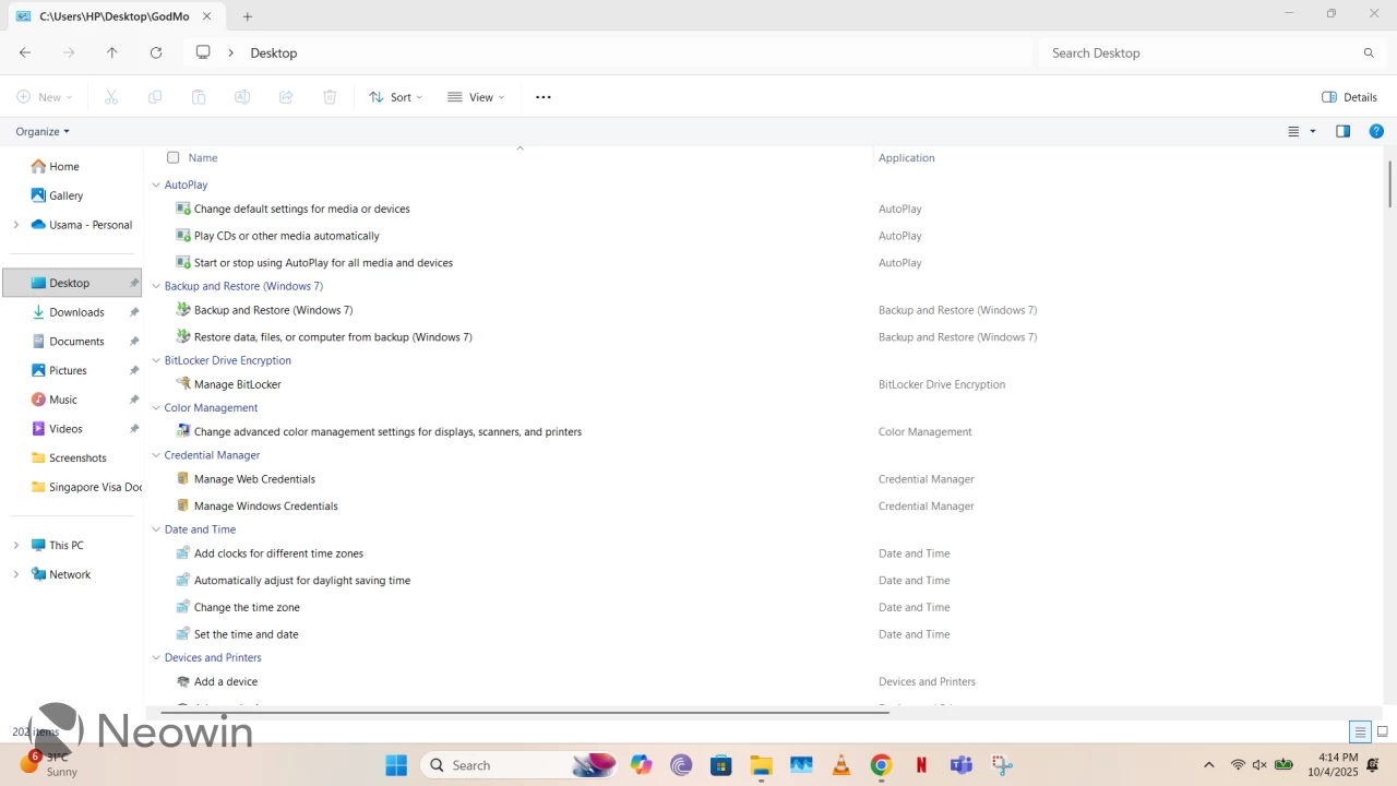 God Mode Folder in Windows 11