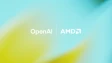 OpenAI and AMD logos on a colorful background