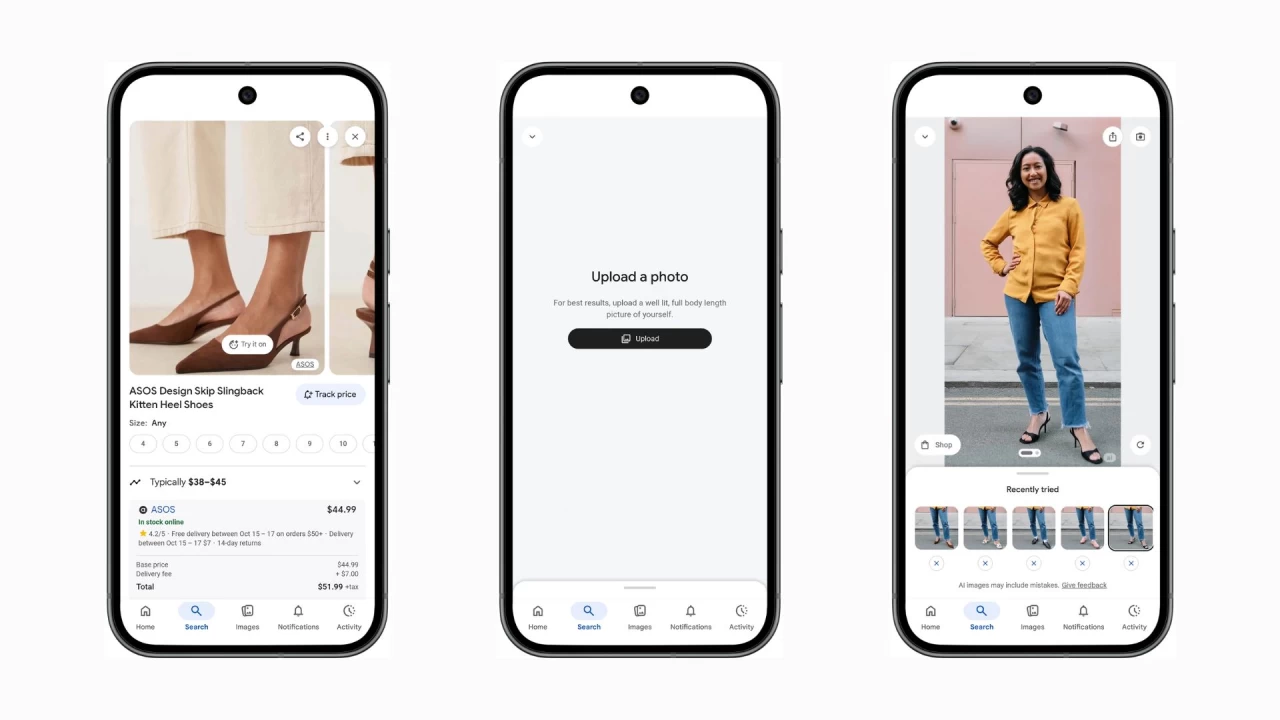Google Try On feature for shoes