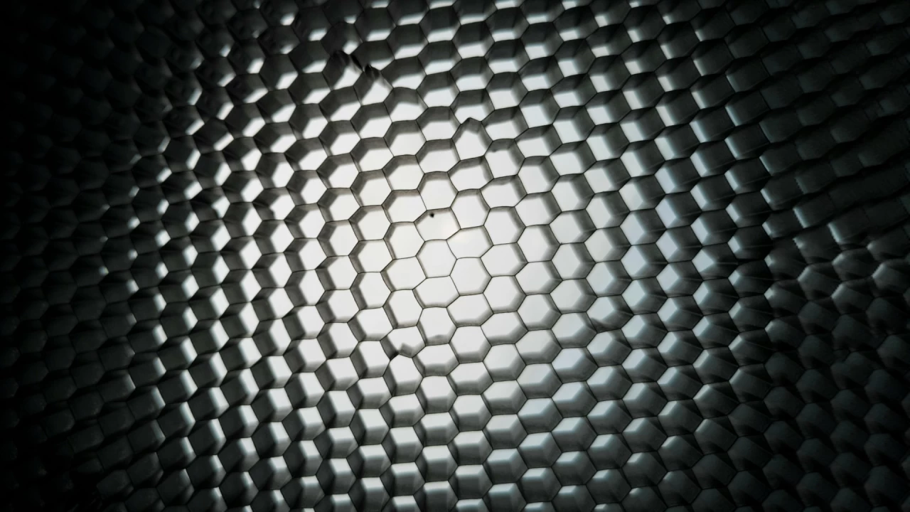 metal object showing hexagonal units