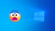 Windows 10 background with scared emoji