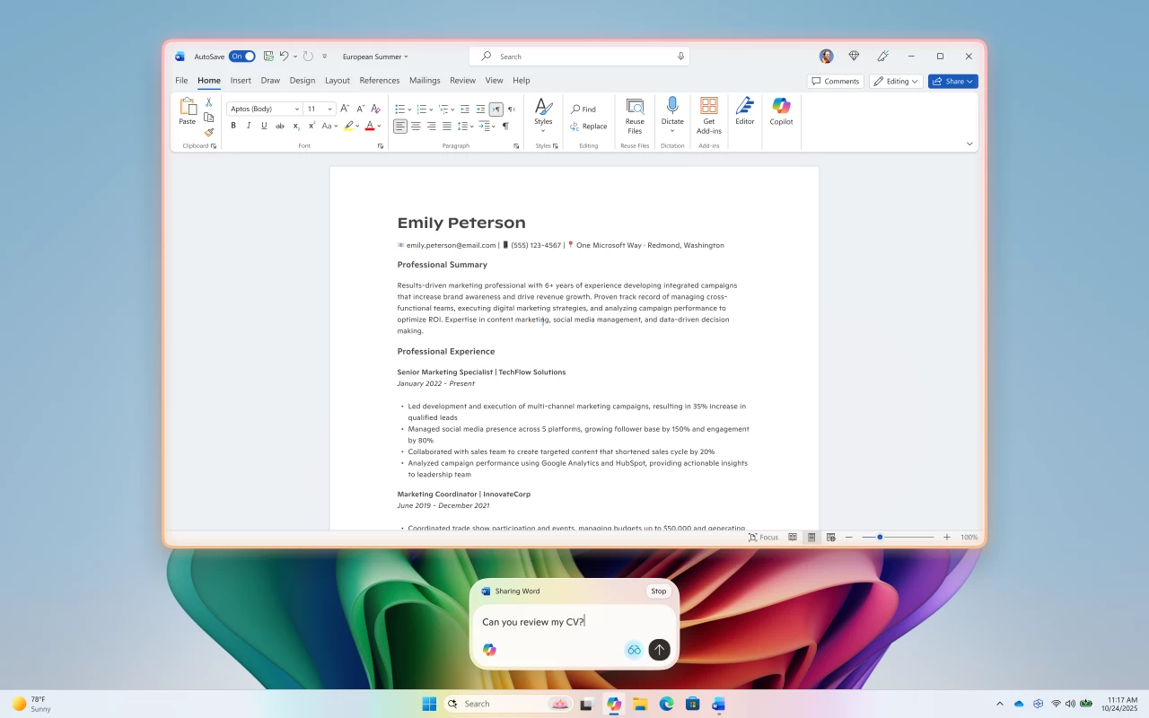 Text mode in Copilot Vision on Windows 11