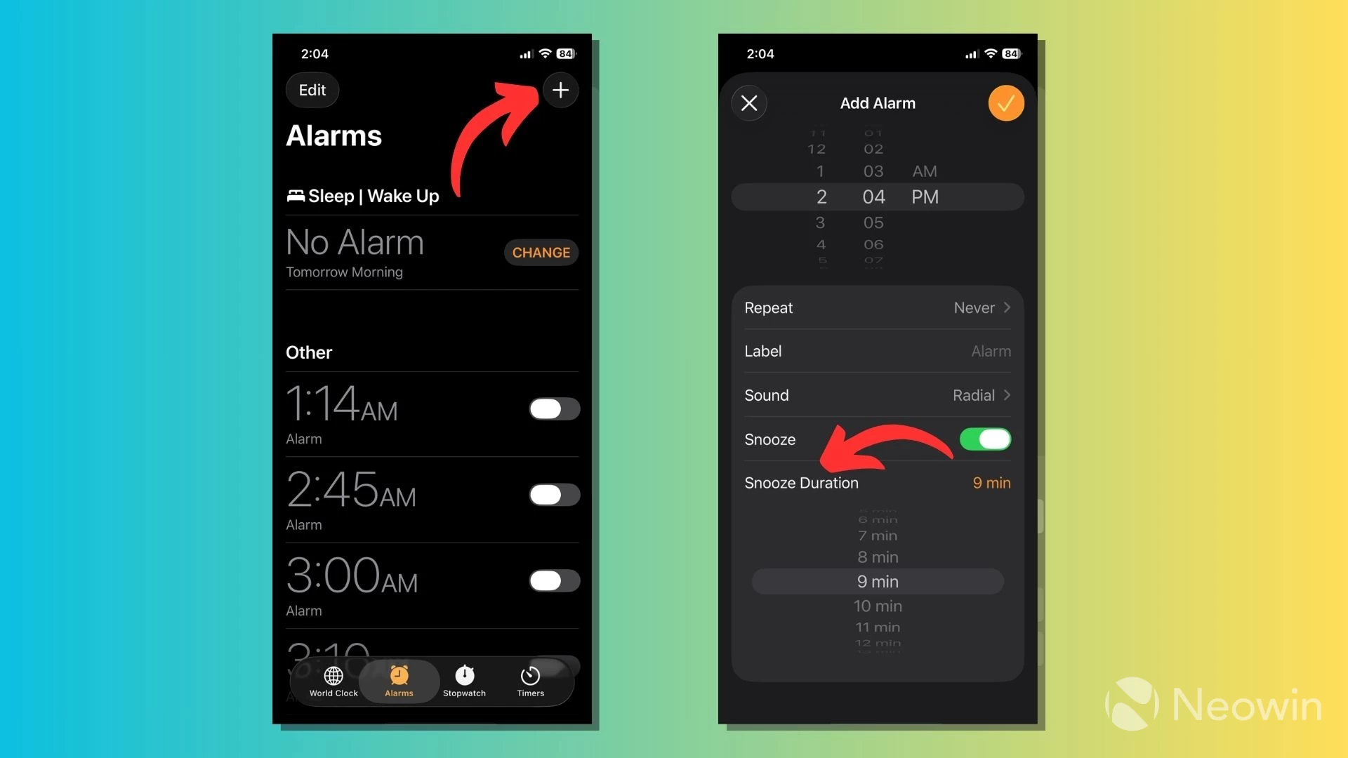 iOS 26 Alarms Set Snooze Duration