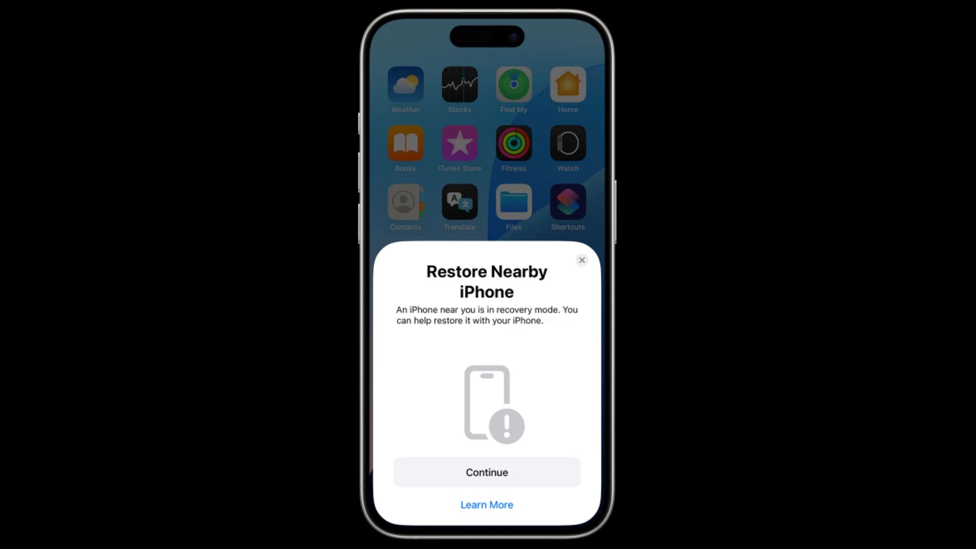 iOS 26 Restore iPhone nearby