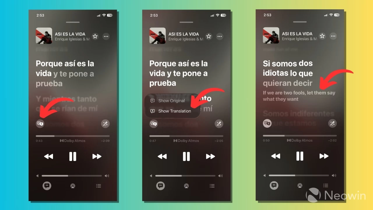 iOS 26 Apple Music Lyrics Translation