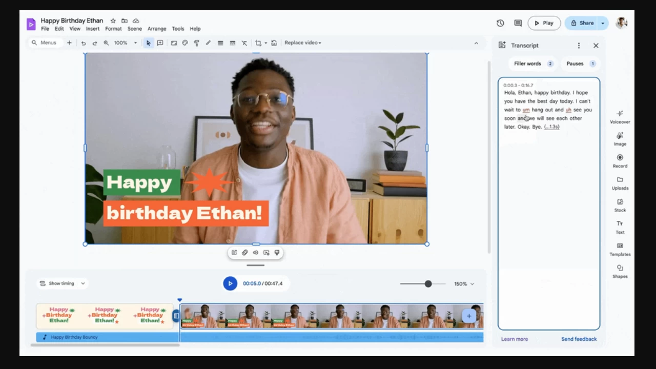 Google Vids Edit Transcripts