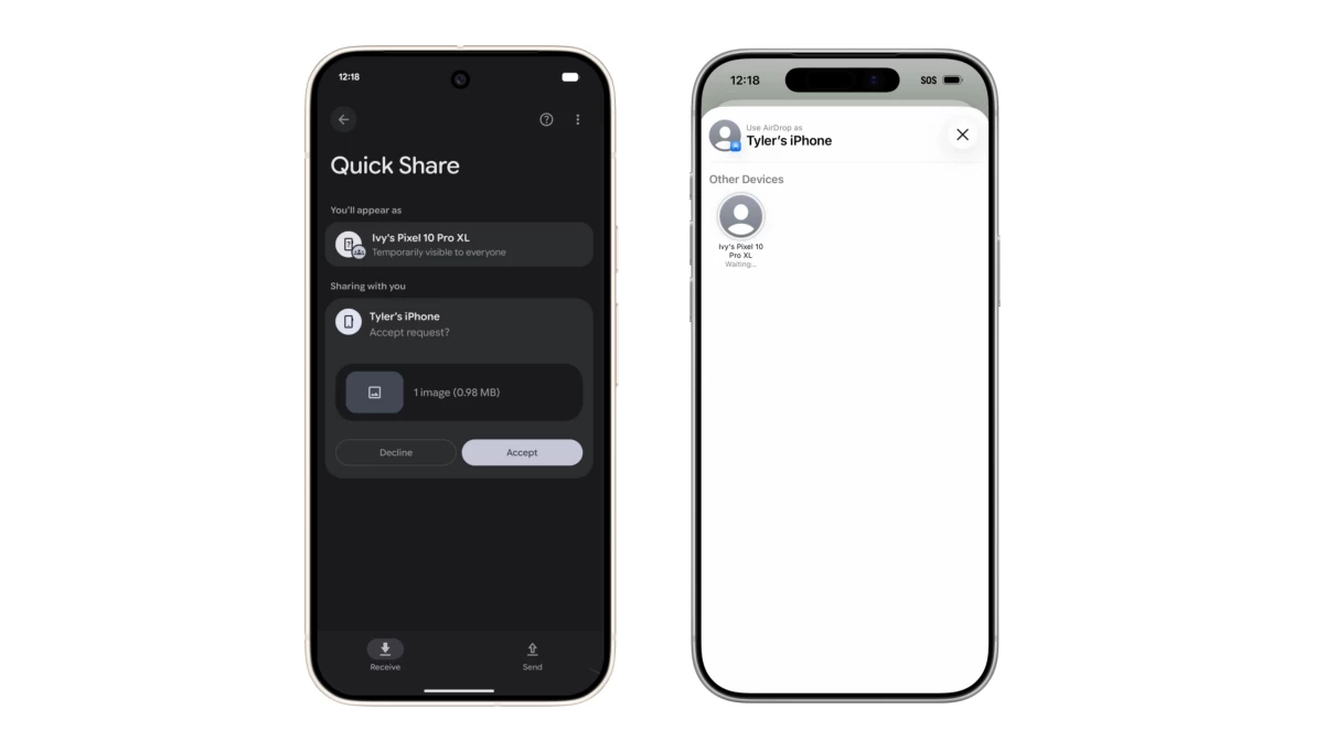 AirDrop between a Pixel 10 and iPhone