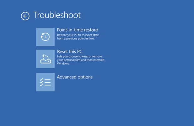 Point-in-time restore in Windows 11