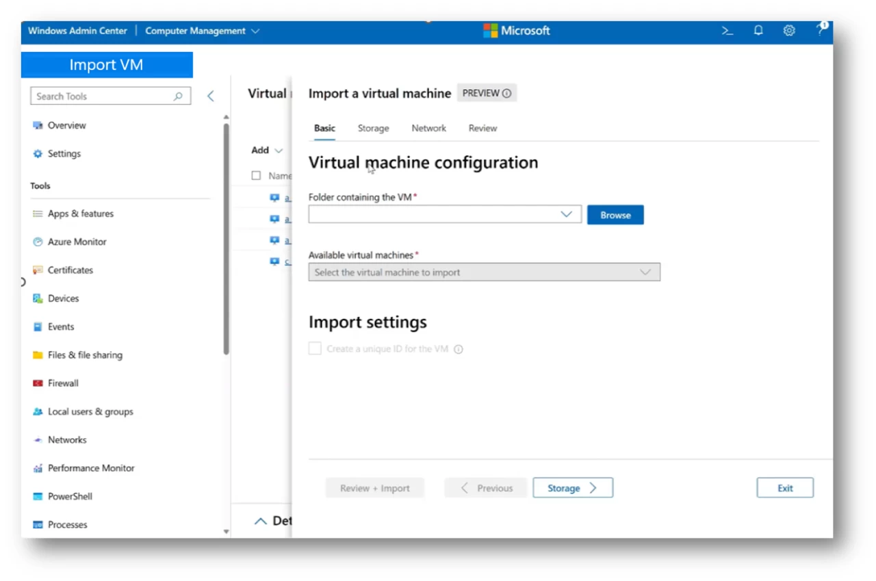 Windows Admin Center screenshots