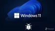 Windows 11 logo with a bug