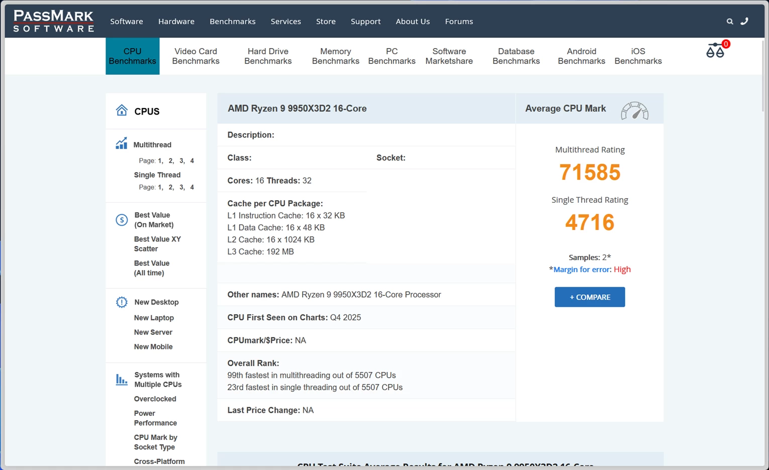 Dual-cache Ryzen 9 9950X3D2 shows up in benchmark with bigger L3