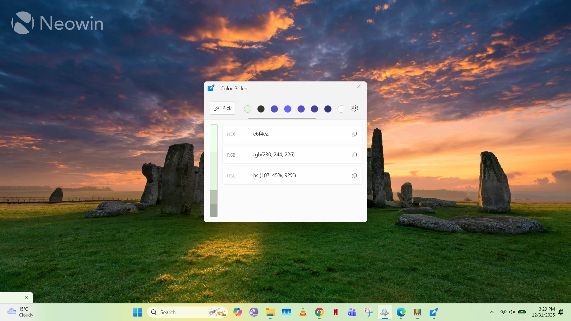 Color Picker in PowerToys open on Windows 11