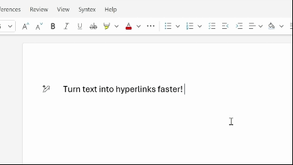Word new overpaste feature for instering hyperlinks