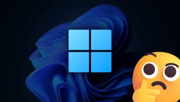 Windows 11 logo with a thinking emoji