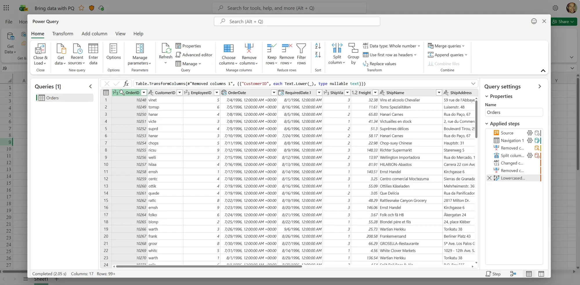 The full Power Query experience