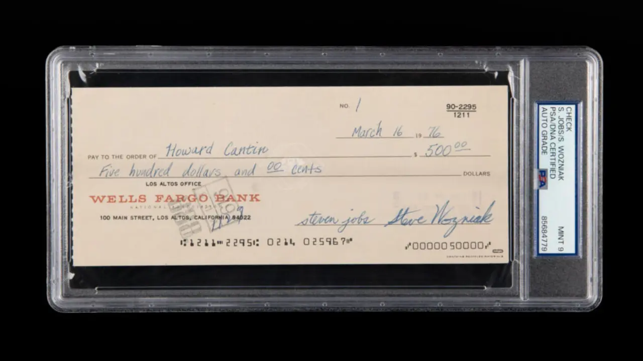First Apple check signed by Steve Jobs and Steve Wozniak