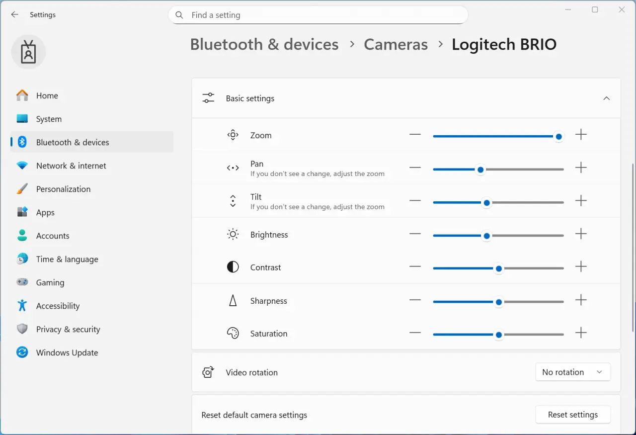 New Camera Settings in Windows 11
