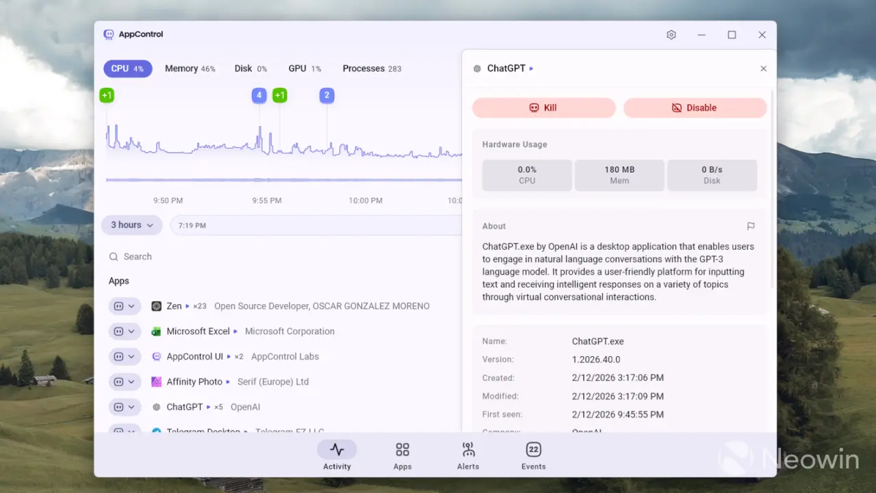 AppControl app in Windows 11