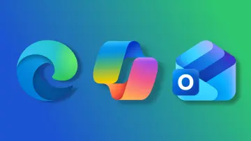 Microsoft Edge Copilot Outlook logos