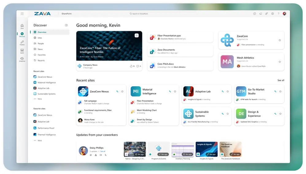Screenshots of Microsofts latest SharePoint experience