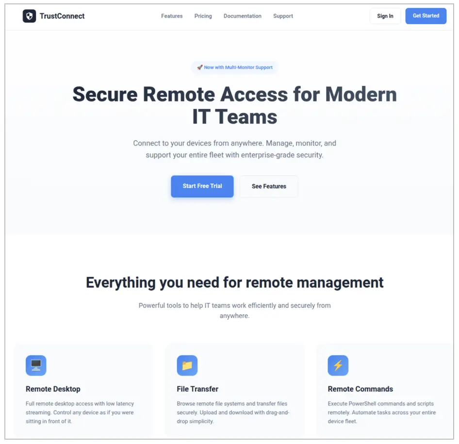 TrustConnect home page