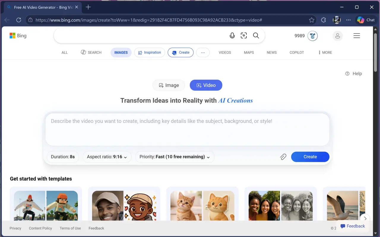 Bing Video Creator