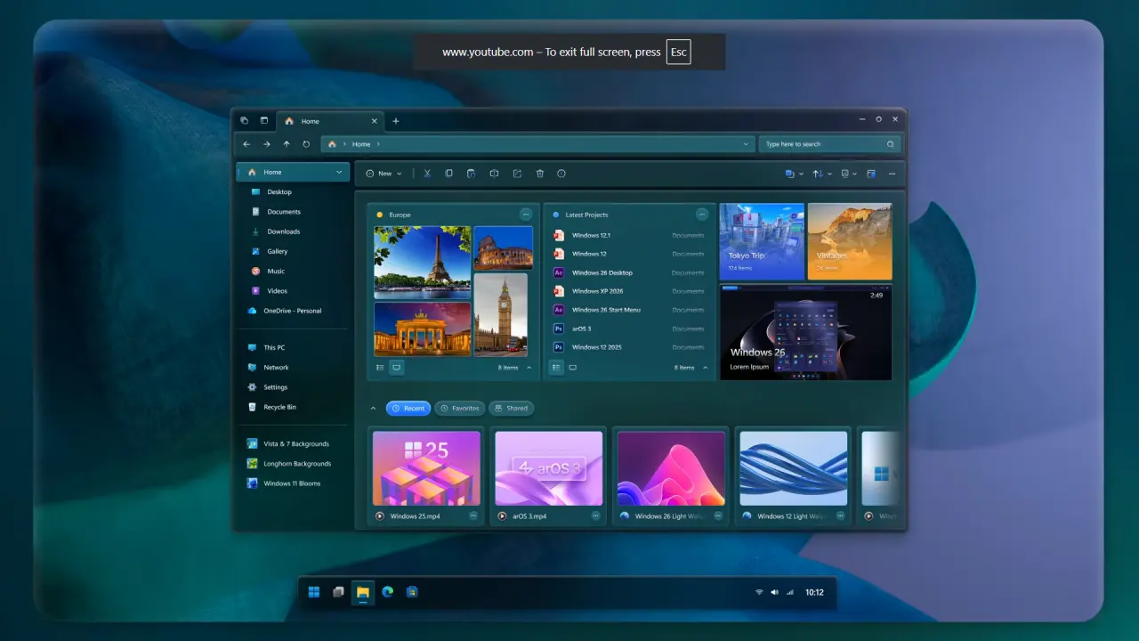 Screenshots of a File Explorer concept in Windows 12