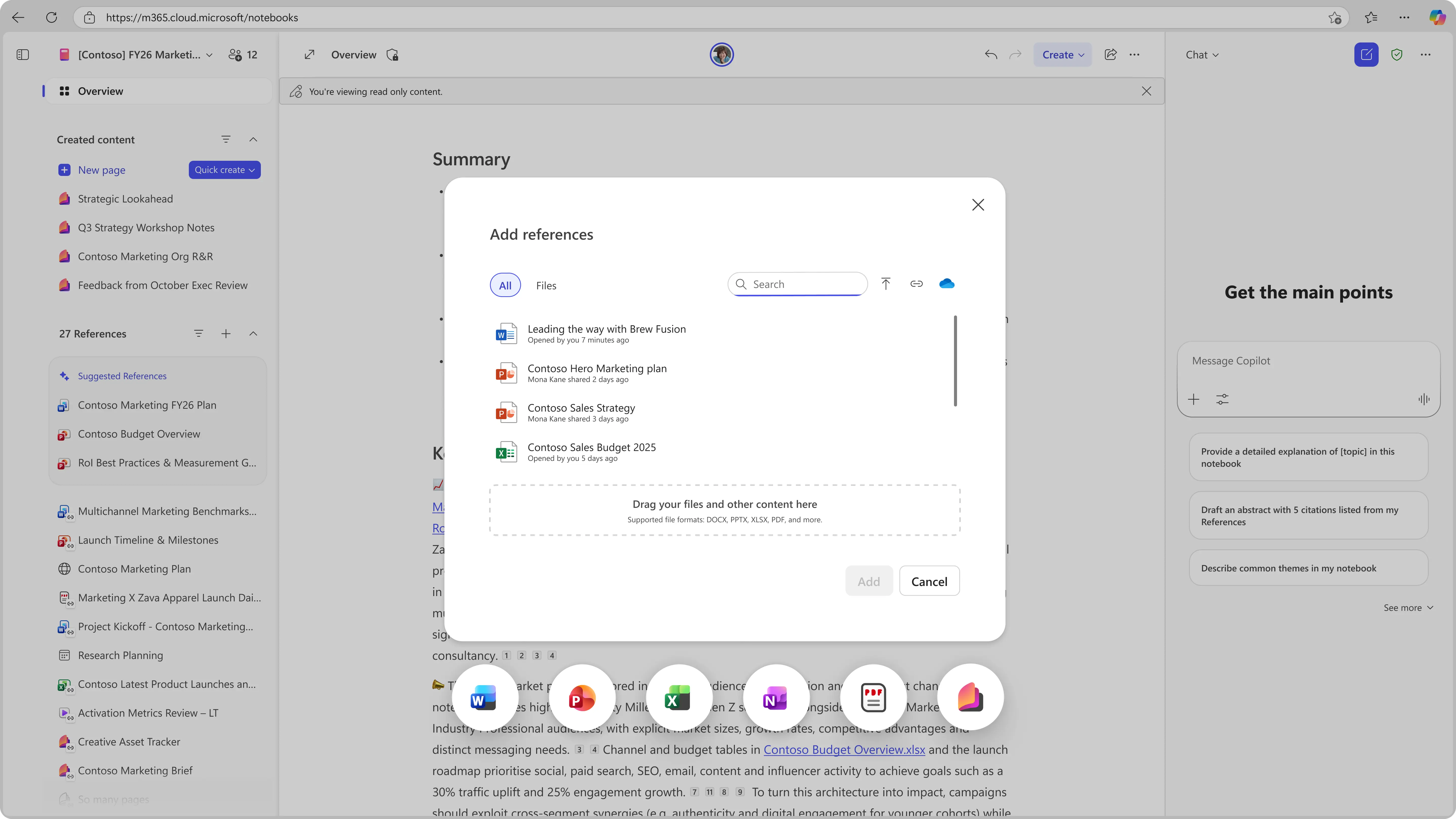 Screenshots of Microsoft Copilot Notebooks design refresh