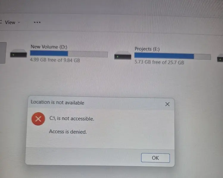 access denied on C drive