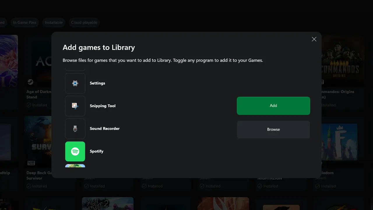 Microsoft is testing a Steam-like game adding feature in the Xbox Windows app