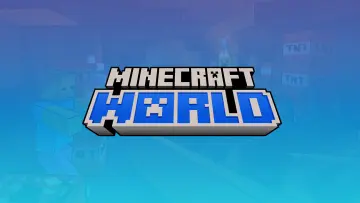 Minecraft World theme park land logo