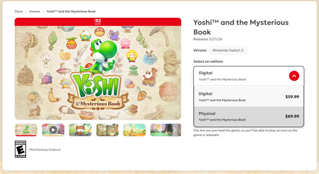 Yoshi and the Mysterious Book store page
