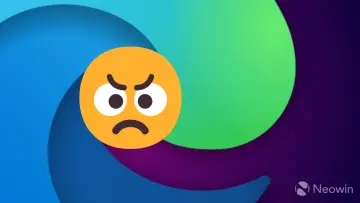 A zoomed in logo on Microsoft Edge with Angry Emoji in the center space