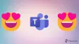 Microsoft Teams logo in the center and heart eyes emoji on both sides