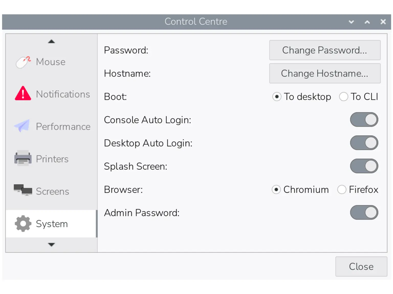 Settings in Raspberry Pi OS
