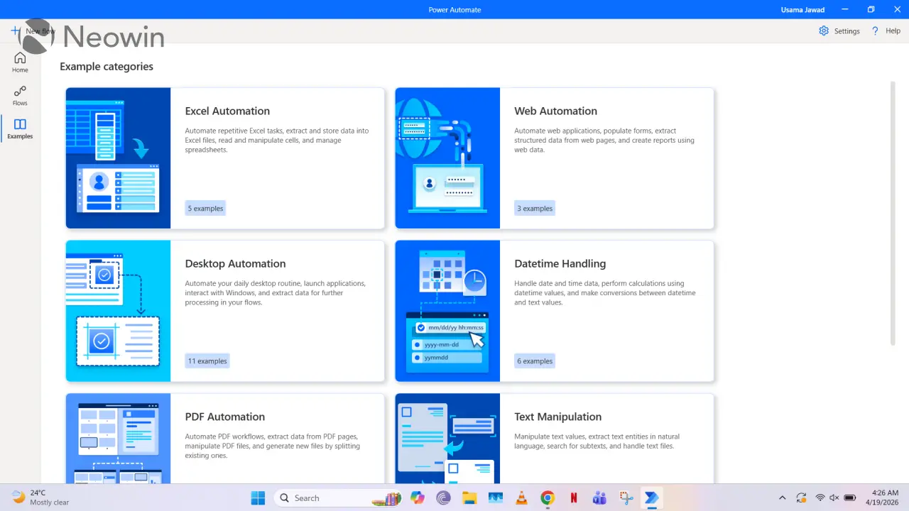 Windows 11 वर पॉवर ऑटोमेट फ्लो टेम्पलेट्स स्क्रीनशॉट