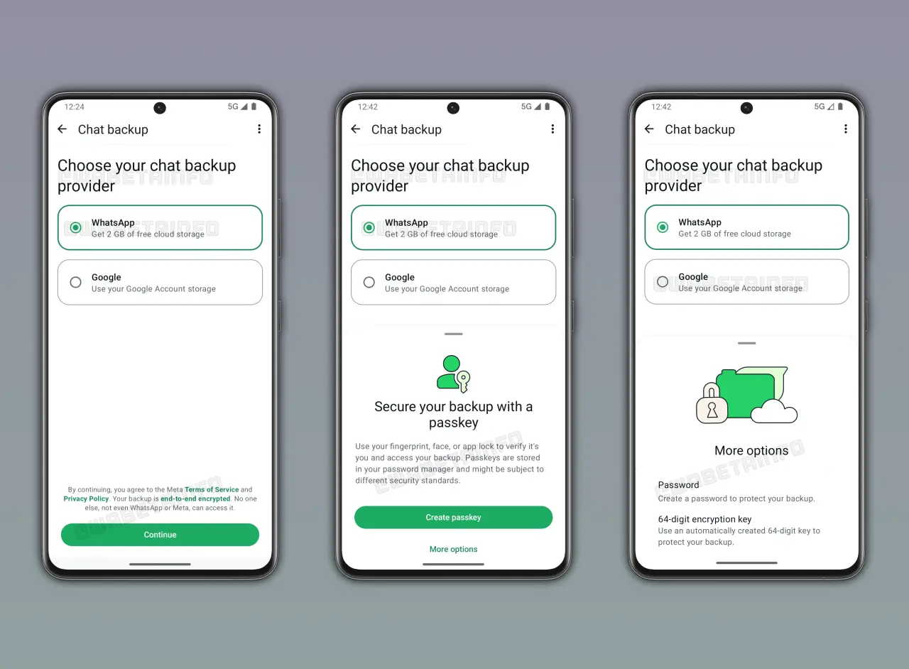 WhatsApp मध्ये बॅकअप सेवा निवडा